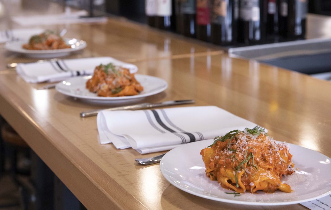 Fresh house-made pasta, plated at The Local Epicurean.